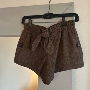 Lux Brown Wool Women Shorts